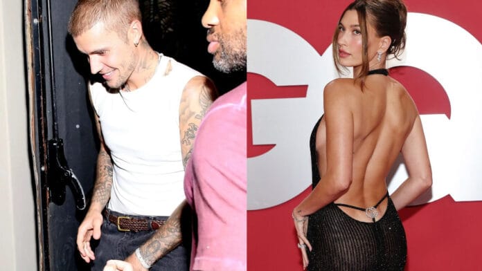 Justin Bieber’s Laxed Vibe as Hailey Bieber Turns Heads in Thong-Style Gown Justin Bieber and Hailey Bieber_pic courtesy X