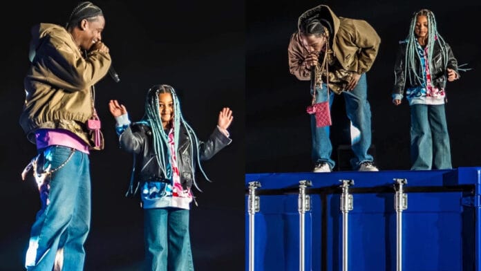 Did Travis Scott’s Daughter Just STEAL the Concert? Travis Scott with Daughter Stormi_pic courtesy X